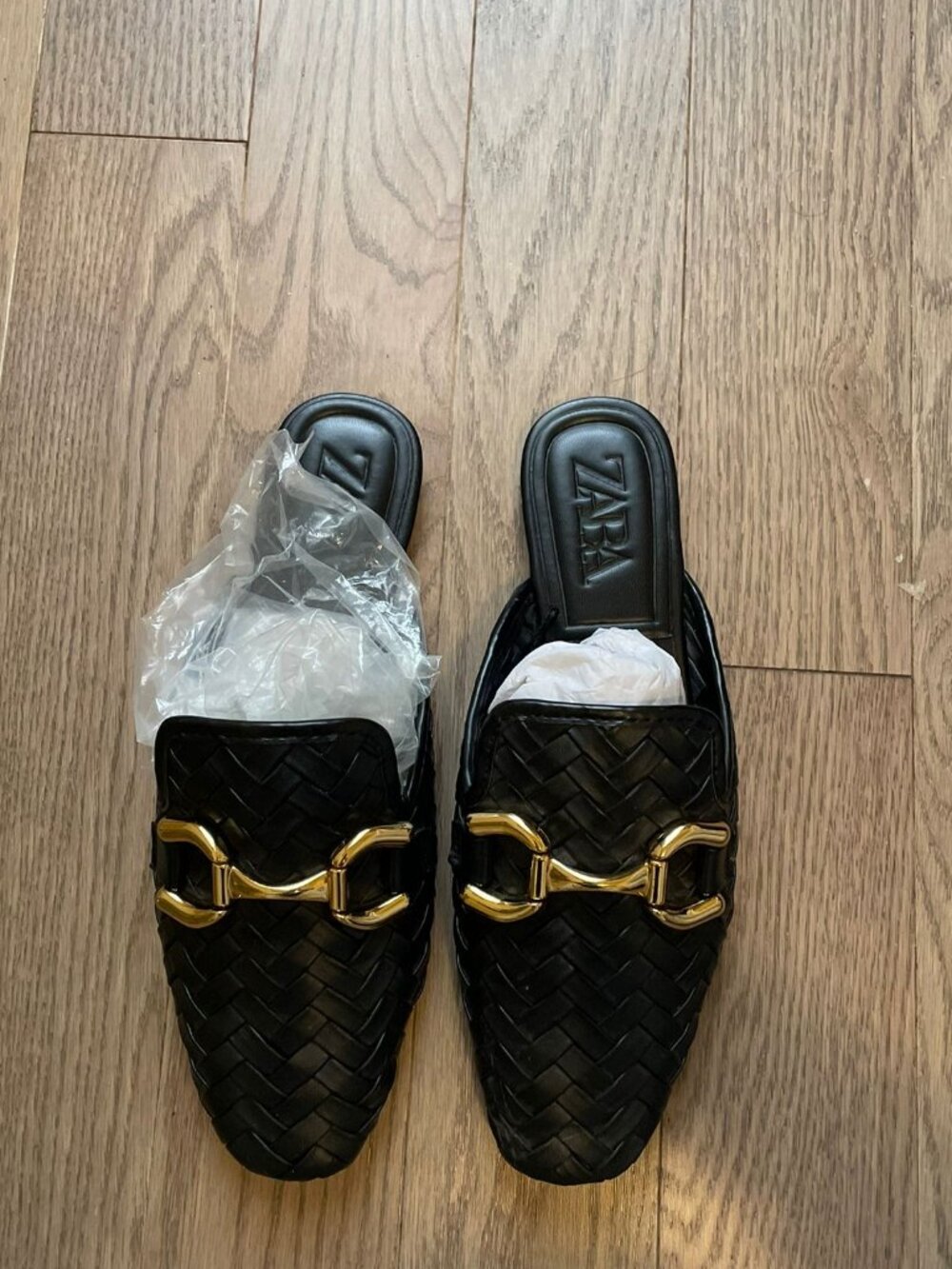 Zara open back sling-backs gold hardware